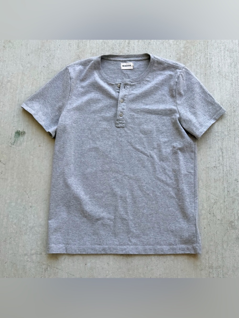 Taylor Stitch Heavy Thick Cotton Henley T Shirt Men’s Size 42 Gray